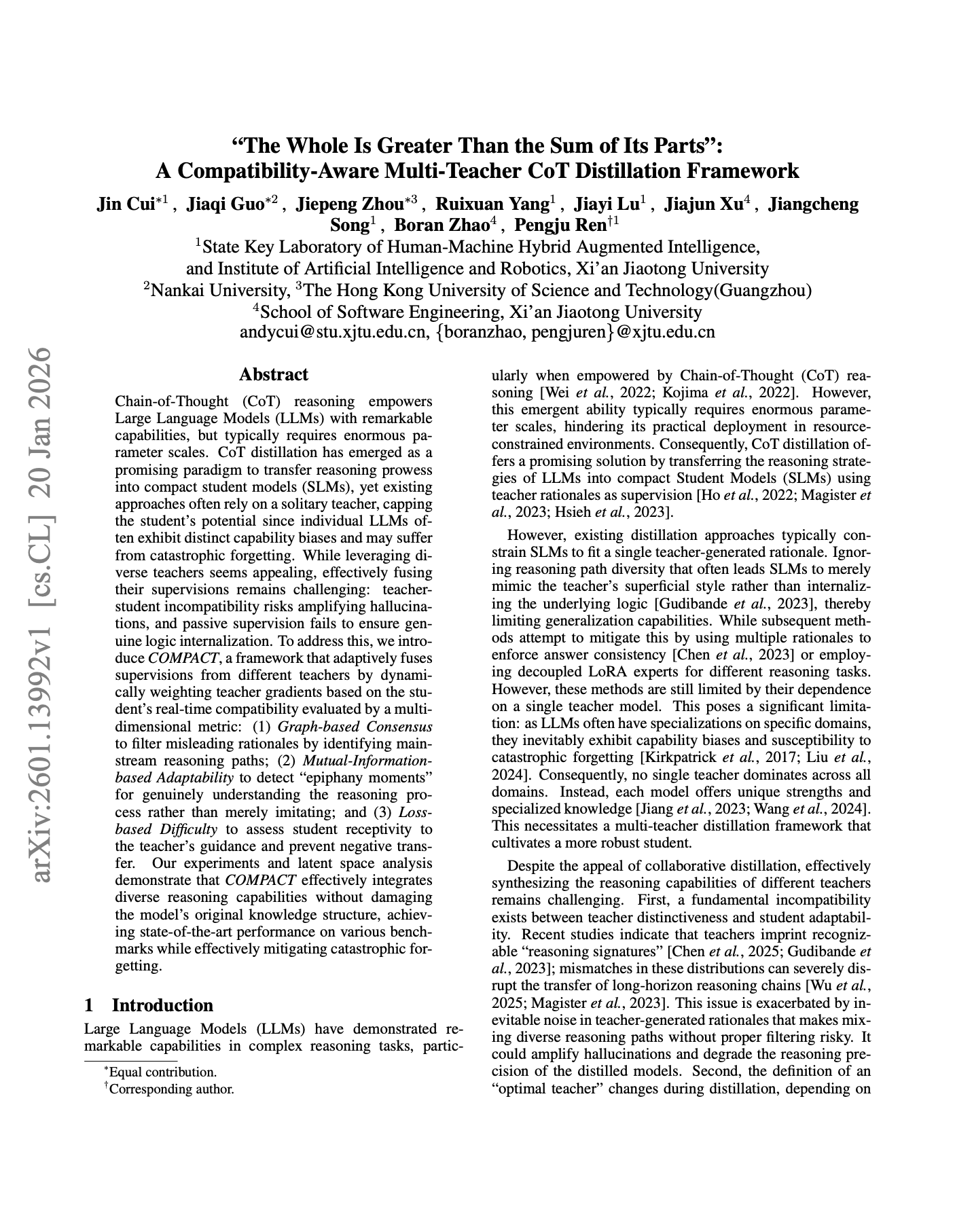 The Whole Is Greater Than the Sum of Its Parts: A Compatibility-Aware Multi-Teacher CoT Distillation Framework